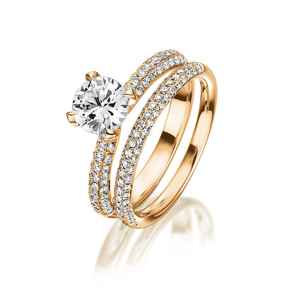 Ring-Set in roodgoud 18 kt. met 0,7 ct. + in totaal 0,79 ct. Briljant tw/si tw,vs van Steinberg - Q-1414-3 Ring-Set in roodgoud 18 kt. met 0,7 ct. + in totaal 0,79 ct. Briljant tw/si tw,vs van Steinberg - Q-1414-3