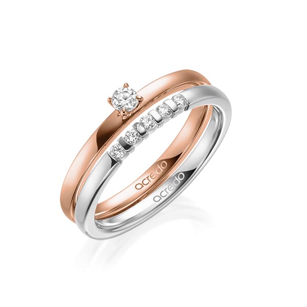 Ring-Set in roodgoud 18 kt. met in totaal 0,25 ct. Briljant tw/si tw,vs van acredo