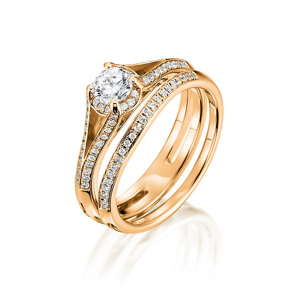Ring-Set in roodgoud 18 kt. met in totaal 0,5 ct. Briljant tw,vs van Steinberg - Q-1418-6 Ring-Set in roodgoud 18 kt. met in totaal 0,5 ct. Briljant tw,vs van Steinberg - Q-1418-6