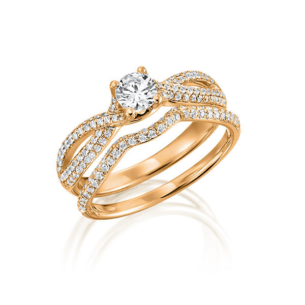 Ring-Set in roodgoud 18 kt. met in totaal 0,77 ct. Briljant tw,vs van Steinberg - Q-1409-6 Ring-Set in roodgoud 18 kt. met in totaal 0,77 ct. Briljant tw,vs van Steinberg - Q-1409-6