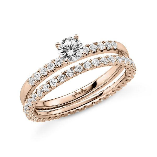 Ring-Set in roodgoud 18 kt. met in totaal 0,88 ct. Briljant w,si tw,vs van Steinberg