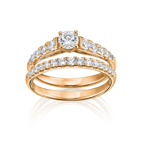 Ring-Set in roodgoud 18 kt. met in totaal 0,97 ct. Briljant tw,vs van Steinberg