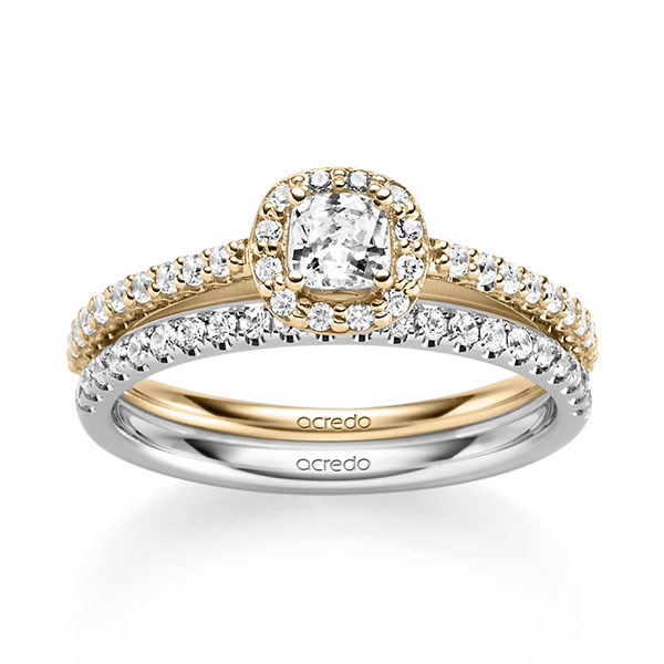Ring-Set in Roségold 585 mit 0,3 ct. + zus. 0,504 ct. Brillant tw, vs tw, si von acredo