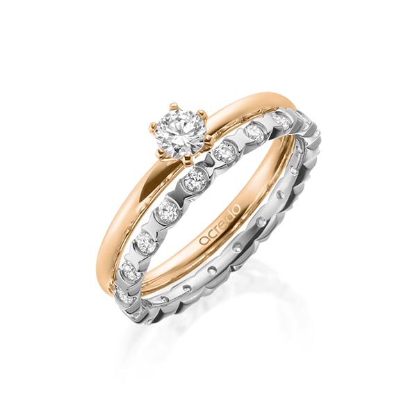 Ring-Set in Roségold 585 mit zus. 0,65 ct. Brillant tw, si tw, vs von acredo - A-1990-1 Ring-Set in Roségold 585 mit zus. 0,65 ct. Brillant tw, si tw, vs von acredo - A-1990-1