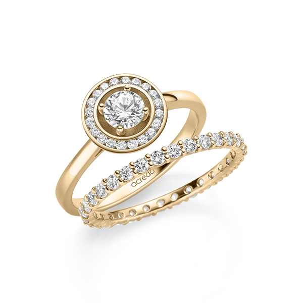 Ring-Set in roségoud 14 kt. met 0,4 ct. + in totaal 0,78 ct. Briljant tw/si van acredo