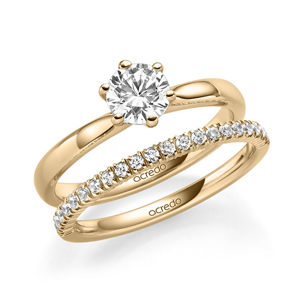 Ring-Set in roségoud 14 kt. met 0,7 ct. + in totaal 0,22 ct. Briljant tw,vs van acredo - A-2301-4 Ring-Set in roségoud 14 kt. met 0,7 ct. + in totaal 0,22 ct. Briljant tw,vs van acredo - A-2301-4