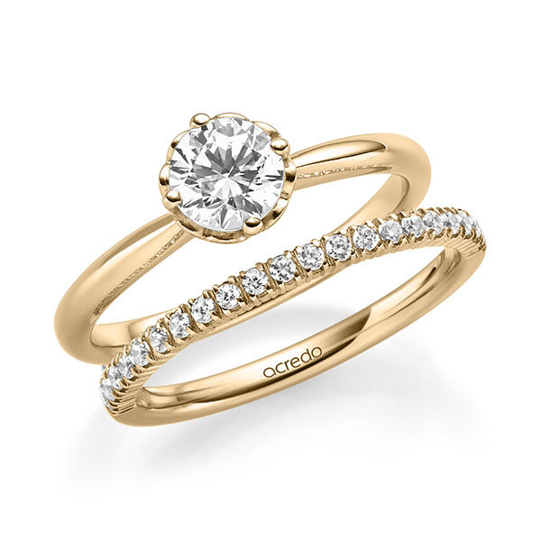 Ring-Set in roségoud 14 kt. met 0,7 ct. + in totaal 0,22 ct. Briljant tw/si tw,vs van acredo