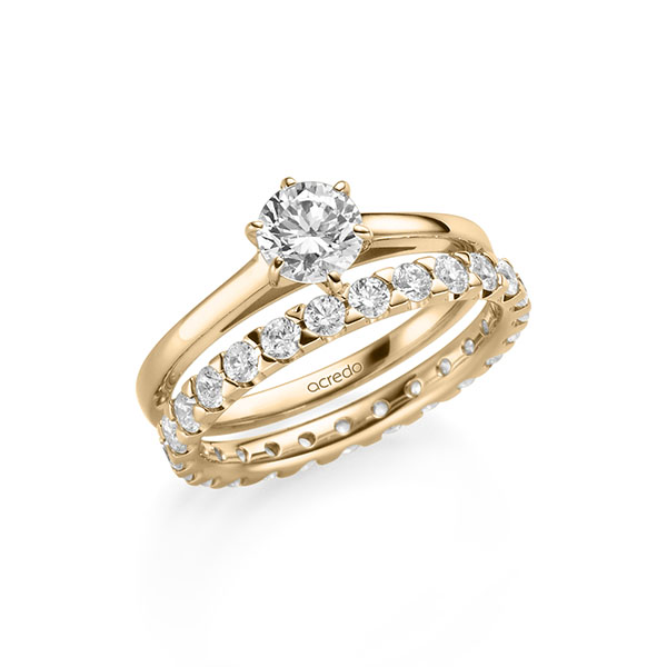 Ring-Set in roségoud 14 kt. met 0,7 ct. + in totaal 1,3 ct. Briljant tw/si van acredo