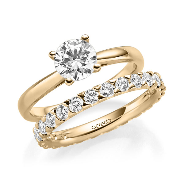 Ring-Set in roségoud 14 kt. met 1 ct. + in totaal 1,3 ct. Briljant tw,vs tw/si van acredo