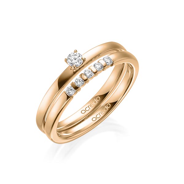 Ring-Set in roségoud 14 kt. met in totaal 0,25 ct. Briljant tw/si tw,vs van acredo Ring-Set in roségoud 14 kt. met in totaal 0,25 ct. Briljant tw/si tw,vs van acredo