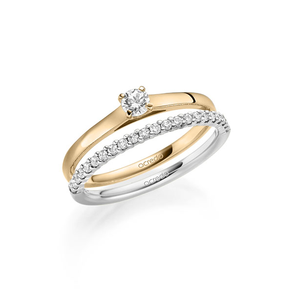 Ring-Set in roségoud 14 kt. met in totaal 0,36 ct. Briljant tw/si van acredo - A-2123-10 Ring-Set in roségoud 14 kt. met in totaal 0,36 ct. Briljant tw/si van acredo - A-2123-10