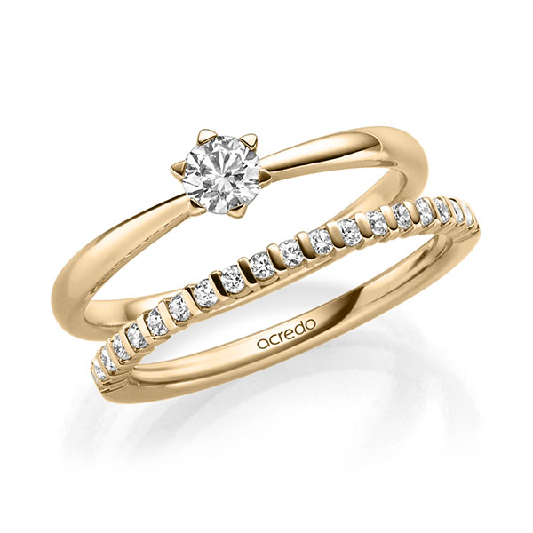 Ring-Set in roségoud 14 kt. met in totaal 0,46 ct. Briljant tw/si tw,vs van acredo - A-2306-4 Ring-Set in roségoud 14 kt. met in totaal 0,46 ct. Briljant tw/si tw,vs van acredo - A-2306-4