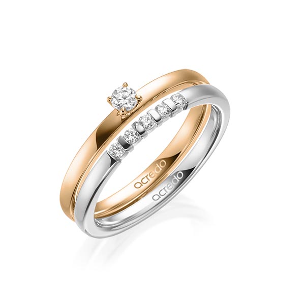 Ring-Set in roségoud 18 kt. met in totaal 0,25 ct. Briljant tw/si tw,vs van acredo