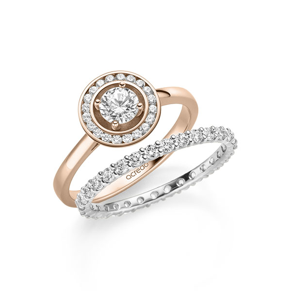 Ring-Set in Rotgold 585 mit 0,4 ct. + zus. 0,78 ct. Brillant tw, si von acredo - A-2154-9