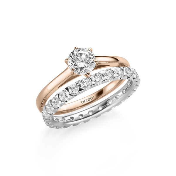 Ring-Set in Rotgold 585 mit 0,7 ct. + zus. 1,3 ct. Brillant tw, si von acredo