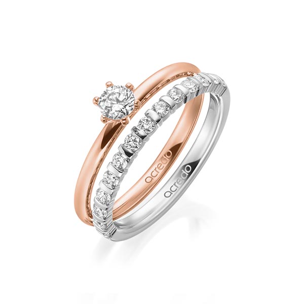 Ring-Set in Rotgold 585 mit zus. 0,55 ct. Brillant tw, si tw, vs von acredo