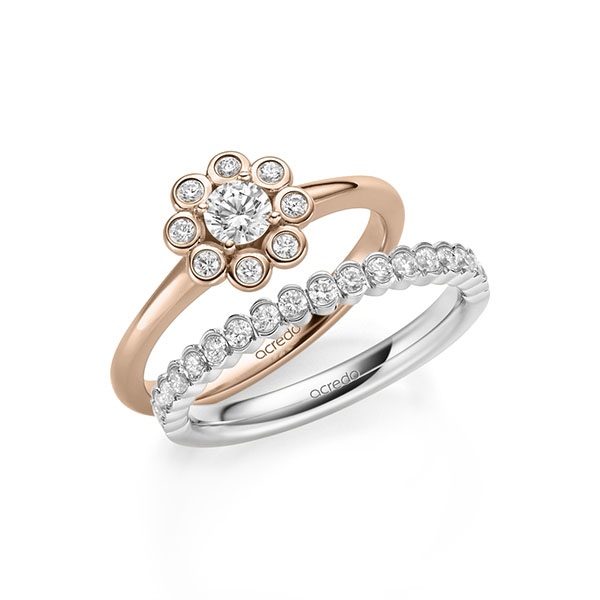 Ring-Set in Rotgold 585 mit zus. 0,75 ct. Brillant tw, si von acredo - A-2156-9 Ring-Set in Rotgold 585 mit zus. 0,75 ct. Brillant tw, si von acredo - A-2156-9
