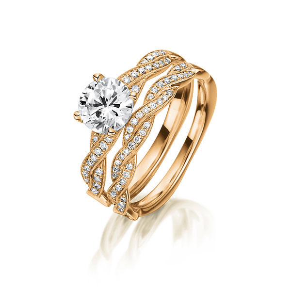 Ring-Set in Rotgold 750 mit 0,7 ct. + zus. 0,21 ct. Brillant tw, si tw, vs von Steinberg