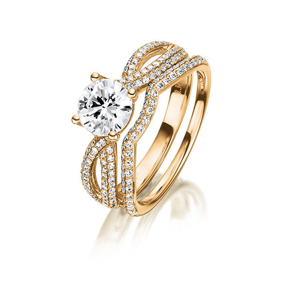 Ring-Set in Rotgold 750 mit 0,7 ct. + zus. 0,53 ct. Brillant tw, si tw, vs von Steinberg
