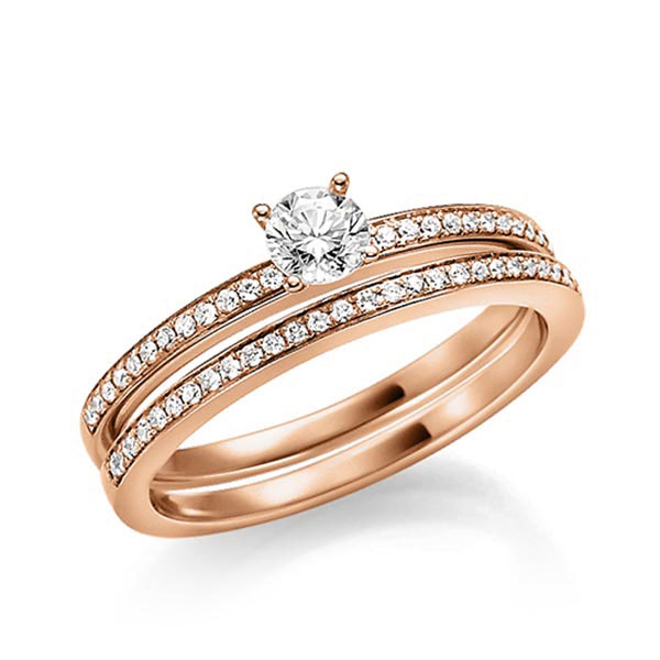 Ring-Set in Rotgold 750 mit zus. 0,332 ct. Brillant tw, vs von Steinberg
