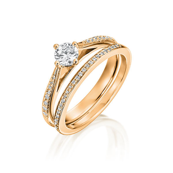 Ring-Set in Rotgold 750 mit zus. 0,43 ct. Brillant tw, si tw, vs von Steinberg - Q-1424-7 Ring-Set in Rotgold 750 mit zus. 0,43 ct. Brillant tw, si tw, vs von Steinberg - Q-1424-7