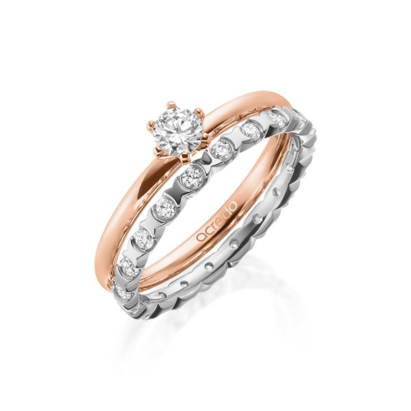 Ring-Set in Rotgold 750 mit zus. 0,65 ct. Brillant tw, si tw, vs von acredo - A-1990-10 Ring-Set in Rotgold 750 mit zus. 0,65 ct. Brillant tw, si tw, vs von acredo - A-1990-10
