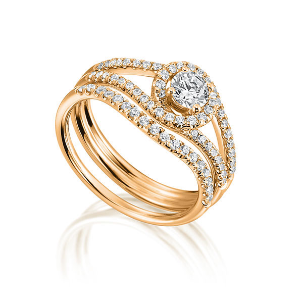 Ring-Set in Rotgold 750 mit zus. 0,71 ct. Brillant tw, vs von Steinberg