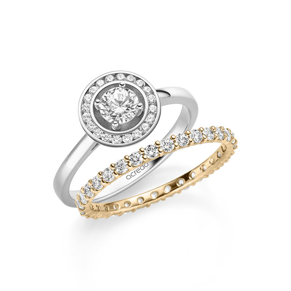 Ring-Set in Weißgold 585 mit 0,4 ct. + zus. 0,78 ct. Brillant tw, si von acredo