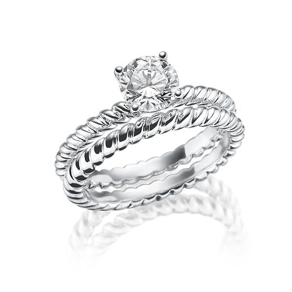 Ring Set in WeiBgold 750 mit 0 5 ct. Brillant tw if von Steinberg