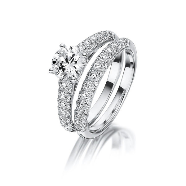 Ring-Set in Weissgold 750 mit 0,7 ct. + zus. 0,46 ct. Brillant tw, si tw, vs von Steinberg