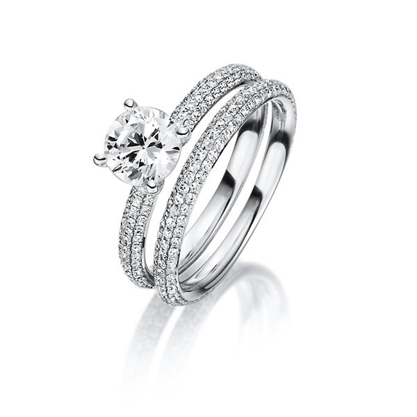 Ring-Set in Weissgold 750 mit 0,7 ct. + zus. 0,81 ct. Brillant tw, si tw, vs von Steinberg