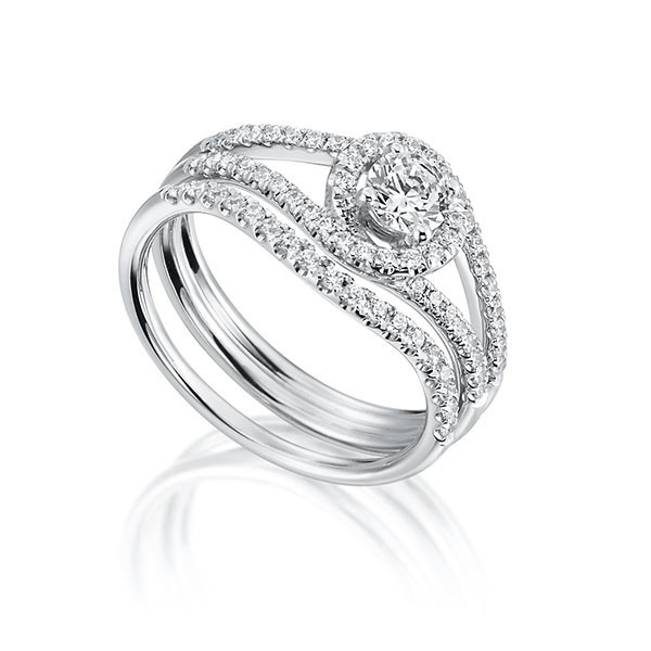 Ring-Set in Weissgold 750 mit zus. 0,71 ct. Brillant tw, vs von Steinberg