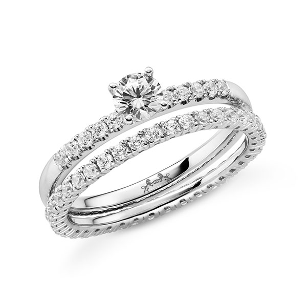 Ring-Set in Weißgold 750 mit zus. 0,88 ct. Brillant w, si tw, vs von Steinberg - Q-1602-7 Ring-Set in Weißgold 750 mit zus. 0,88 ct. Brillant w, si tw, vs von Steinberg - Q-1602-7