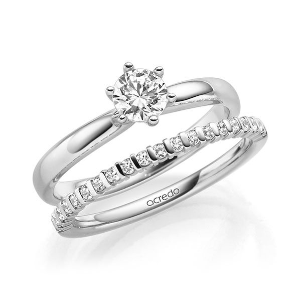 Ring-Set in witgoud 14 kt. met 0,5 ct. + in totaal 0,21 ct. Briljant tw,vs van acredo - A-2300-1 Ring-Set in witgoud 14 kt. met 0,5 ct. + in totaal 0,21 ct. Briljant tw,vs van acredo - A-2300-1