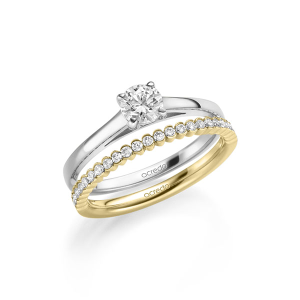 Ring-Set in witgoud 14 kt. met 0,5 ct. + in totaal 0,24 ct. Briljant tw/si van acredo
