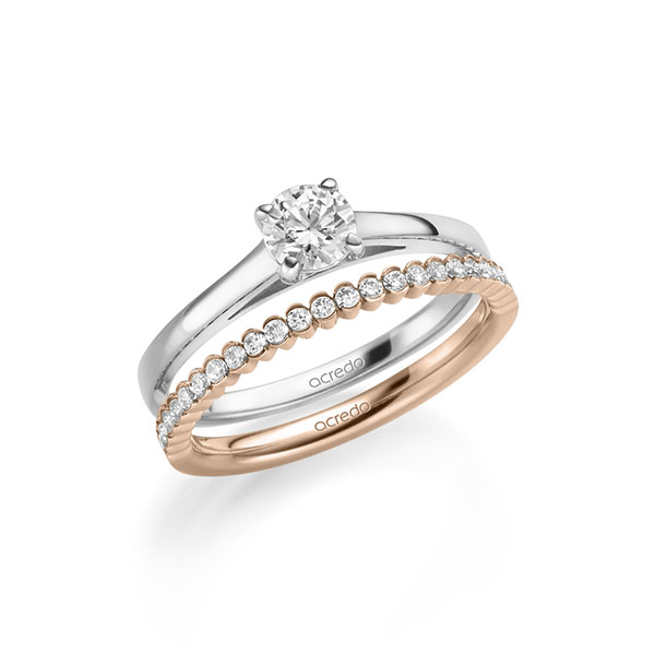 Ring-Set in witgoud 14 kt. met 0,5 ct. + in totaal 0,24 ct. Briljant tw/si van acredo