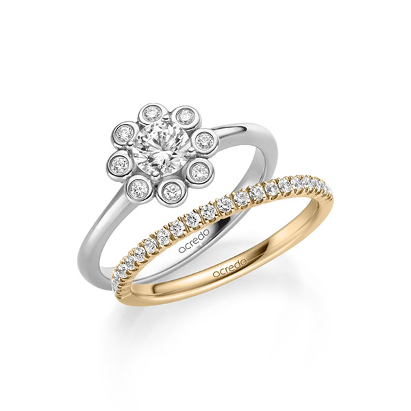 Ring-Set in witgoud 14 kt. met 0,5 ct. + in totaal 0,34 ct. Briljant tw/si tw,vs van acredo