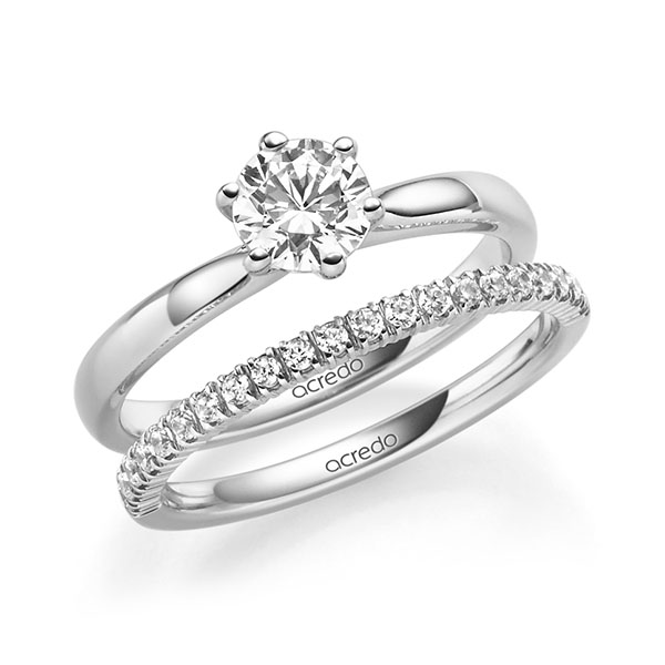 Ring-Set in witgoud 14 kt. met 0,7 ct. + in totaal 0,22 ct. Briljant tw,vs van acredo - A-2301-1 Ring-Set in witgoud 14 kt. met 0,7 ct. + in totaal 0,22 ct. Briljant tw,vs van acredo - A-2301-1