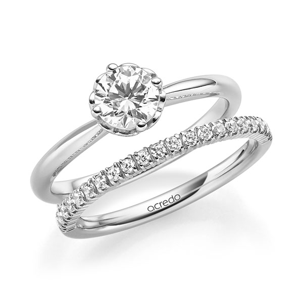 Ring-Set in witgoud 14 kt. met 0,7 ct. + in totaal 0,22 ct. Briljant tw/si tw,vs van acredo