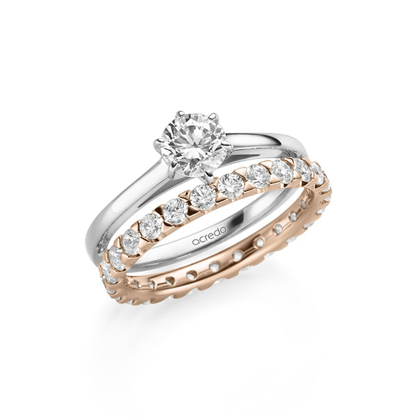 Ring-Set in witgoud 14 kt. met 0,7 ct. + in totaal 1,3 ct. Briljant tw/si van acredo