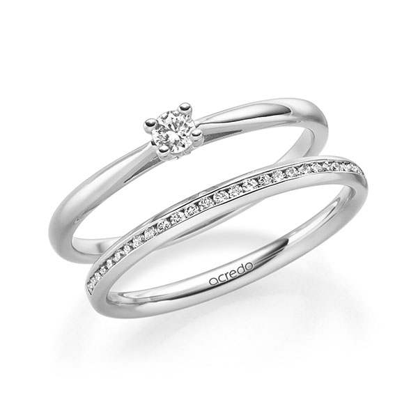 Ring-Set in witgoud 14 kt. met in totaal 0,24 ct. Briljant tw/si van acredo - A-2296-1 Ring-Set in witgoud 14 kt. met in totaal 0,24 ct. Briljant tw/si van acredo - A-2296-1