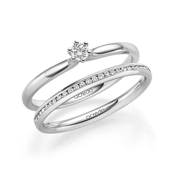 Ring-Set in witgoud 14 kt. met in totaal 0,24 ct. Briljant tw/si van acredo - A-2297-1 Ring-Set in witgoud 14 kt. met in totaal 0,24 ct. Briljant tw/si van acredo - A-2297-1