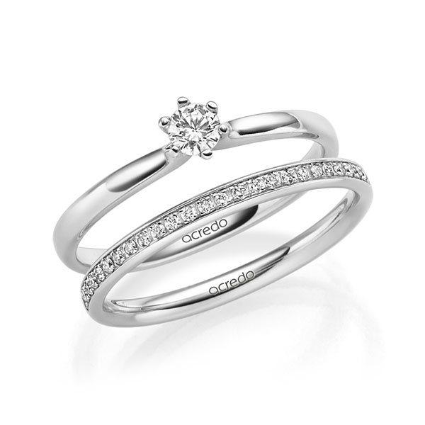Ring-Set in witgoud 14 kt. met in totaal 0,28 ct. Briljant tw/si van acredo - A-2298-1 Ring-Set in witgoud 14 kt. met in totaal 0,28 ct. Briljant tw/si van acredo - A-2298-1