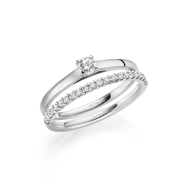 Ring-Set in witgoud 14 kt. met in totaal 0,36 ct. Briljant tw/si van acredo - A-2123-1 Ring-Set in witgoud 14 kt. met in totaal 0,36 ct. Briljant tw/si van acredo - A-2123-1