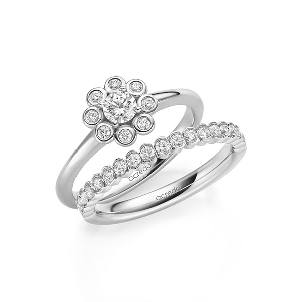Ring-Set in witgoud 14 kt. met in totaal 0,75 ct. Briljant tw/si van acredo