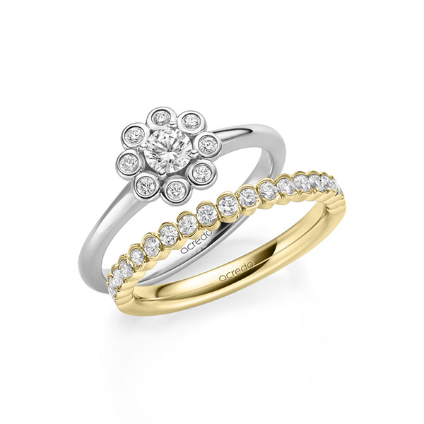 Ring-Set in witgoud 14 kt. met in totaal 0,75 ct. Briljant tw/si van acredo