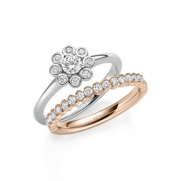 Ring-Set in witgoud 14 kt. met in totaal 0,75 ct. Briljant tw/si van acredo
