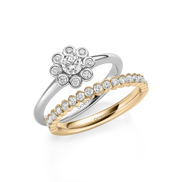 Ring-Set in witgoud 14 kt. met in totaal 0,75 ct. Briljant tw/si van acredo