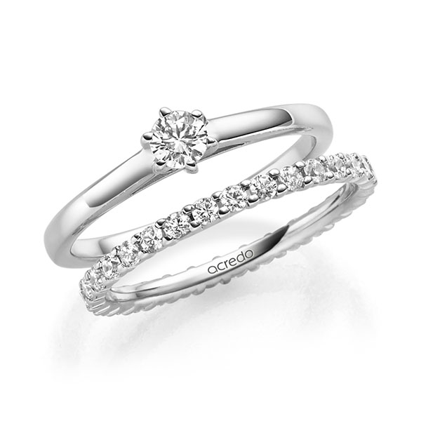 Ring-Set in witgoud 14 kt. met in totaal 0,82 ct. Briljant tw/si van acredo