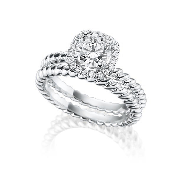 Ring-Set in witgoud 18 kt. met 0,5 ct. + in totaal 0,15 ct. Briljant tw,vs van Steinberg